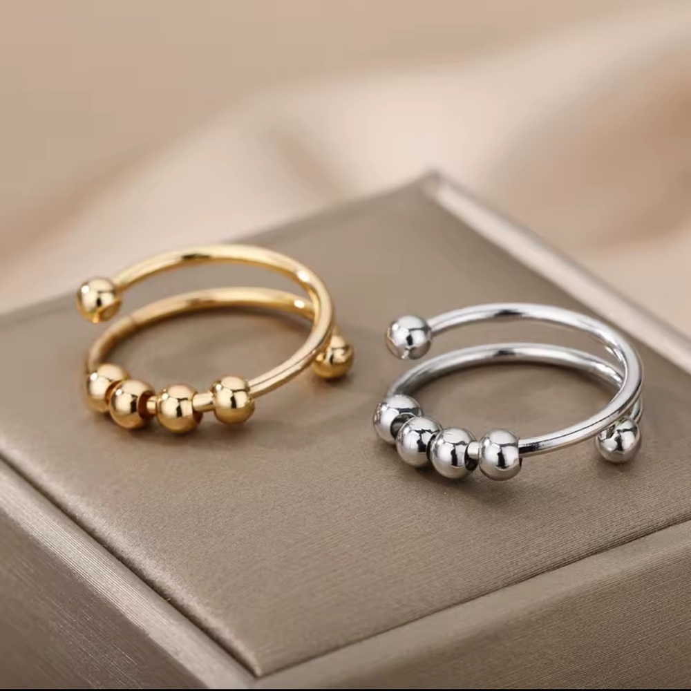Anxiety Spinner Ring Adjustable Stainless Steel Fidget Ring Anti Stress Gift